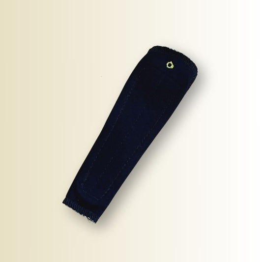 Folded view of black reusable thong panty liner for light discharge or spotting