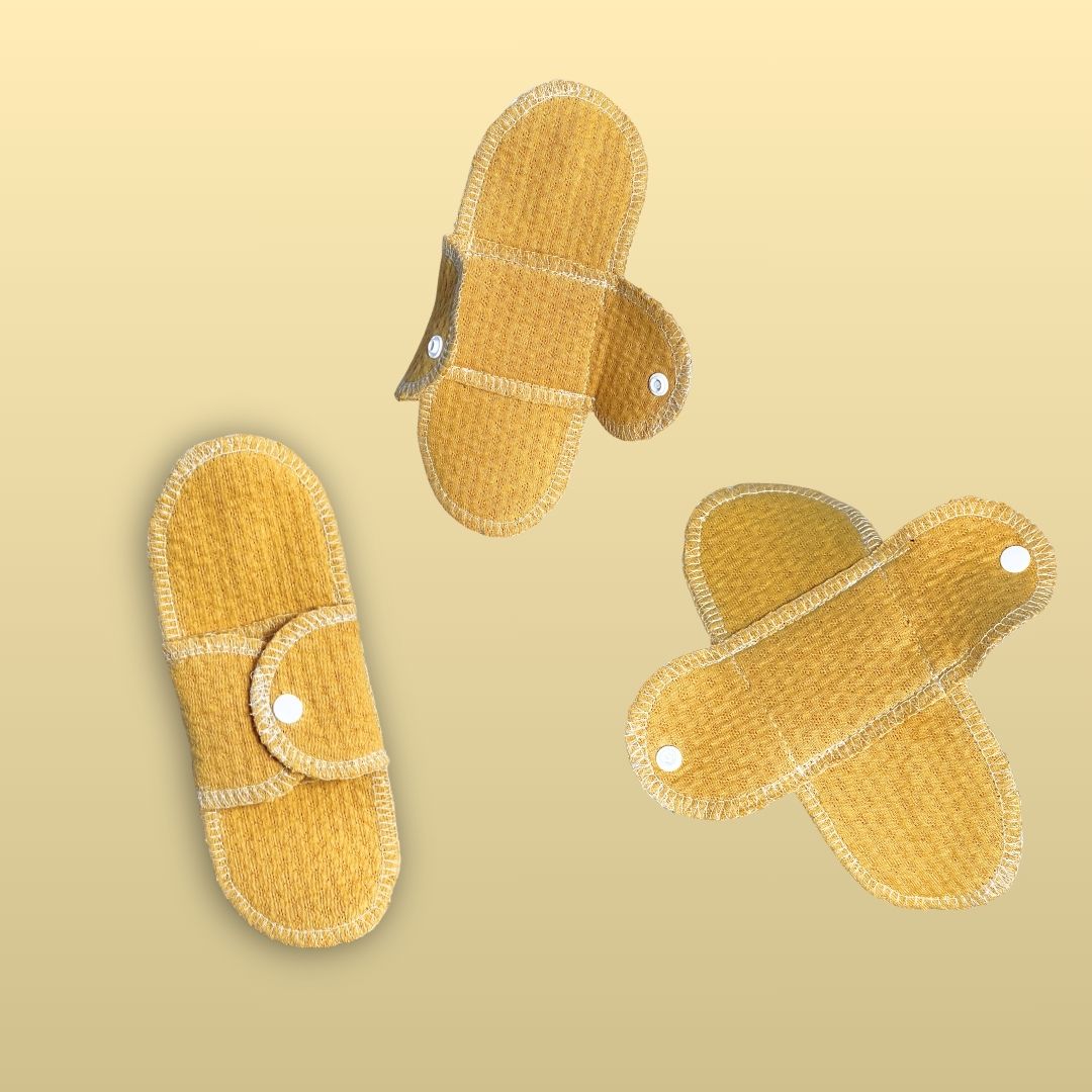 Golden Sand 3-pack of organic reusable menstrual pads