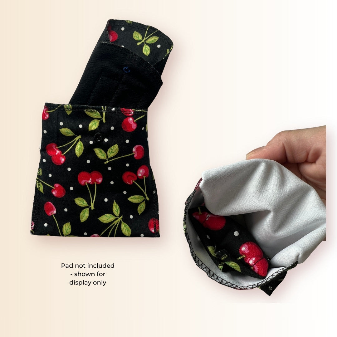 Cherry print cloth pad wrapper and carry pouch