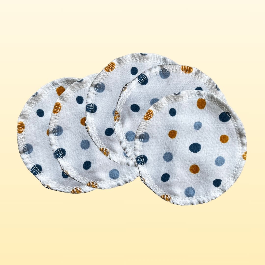 Reusable cotton flannel face pads – round, multicolor 4-inch pads shown flat on surface