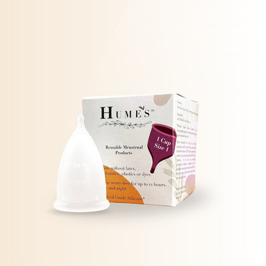 Hume’s menstrual cup size 1 made with medical grade silicone, reusable period cup designed for real comfort and everyday use
