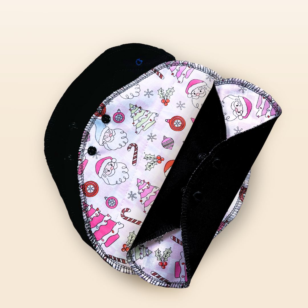 Holiday Edition Reusable Cloth Pad, Christmas Print, Organic Cotton Core