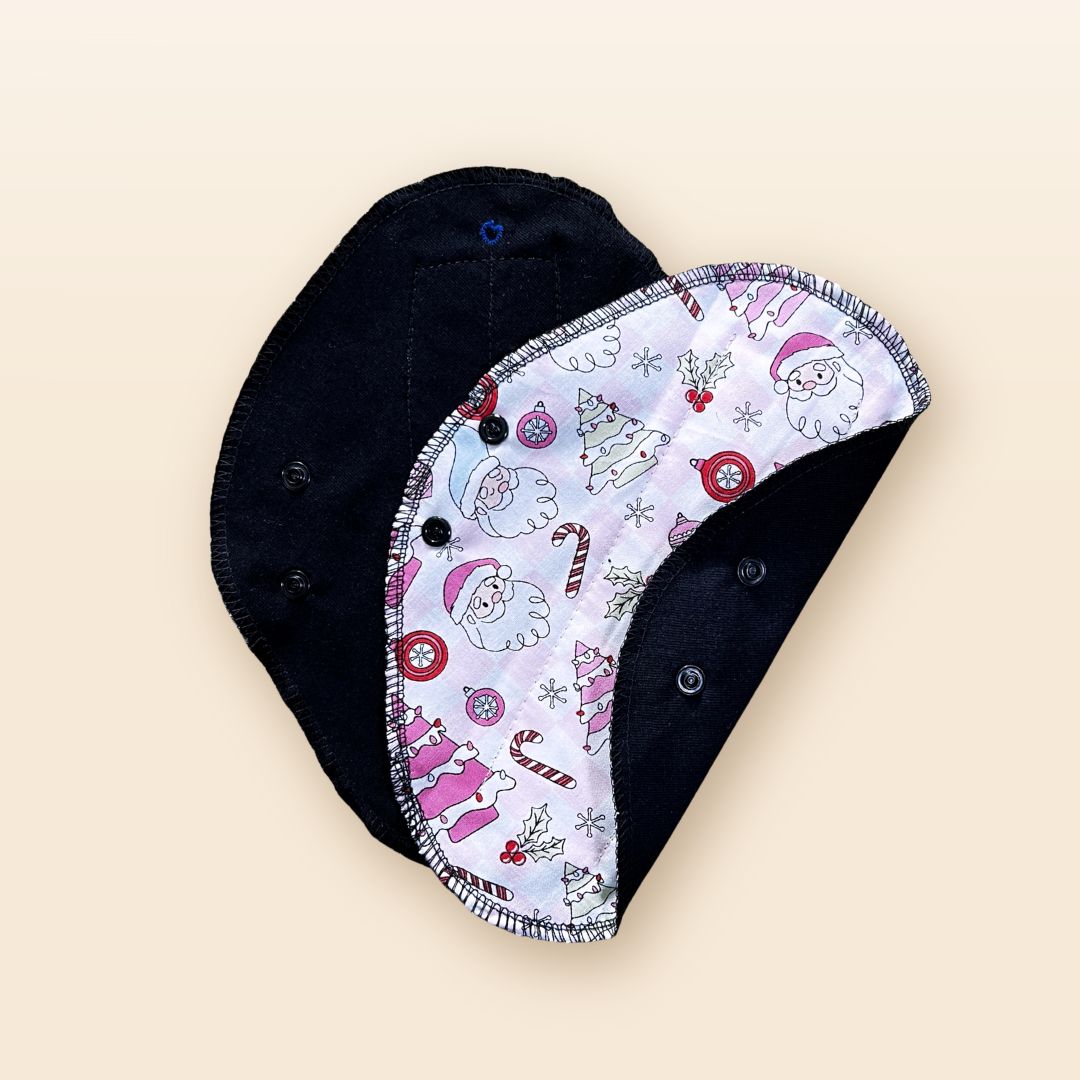 Holiday Edition Reusable Cloth Pad, Christmas Print, Organic Cotton Core