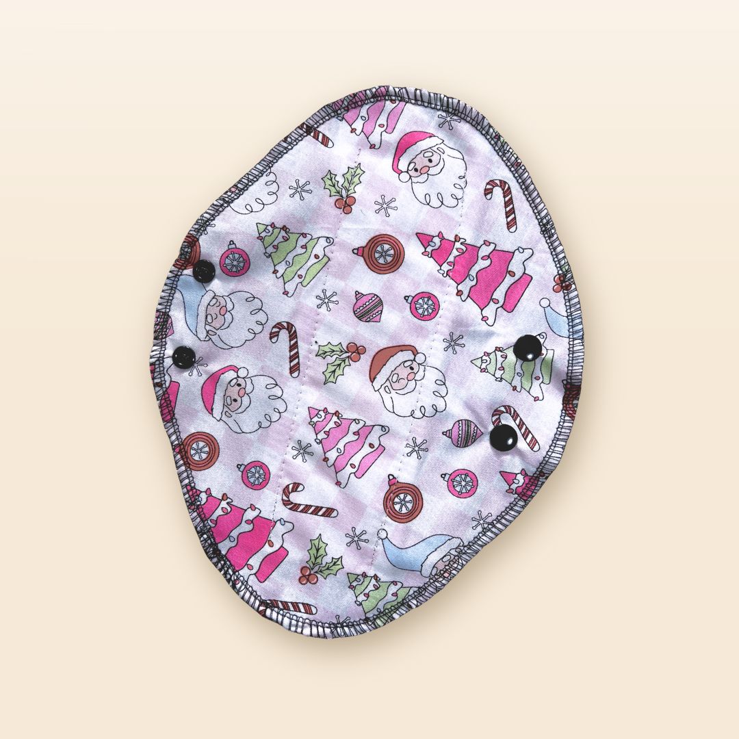 Holiday Edition Reusable Cloth Pad, Christmas Print, Organic Cotton Core