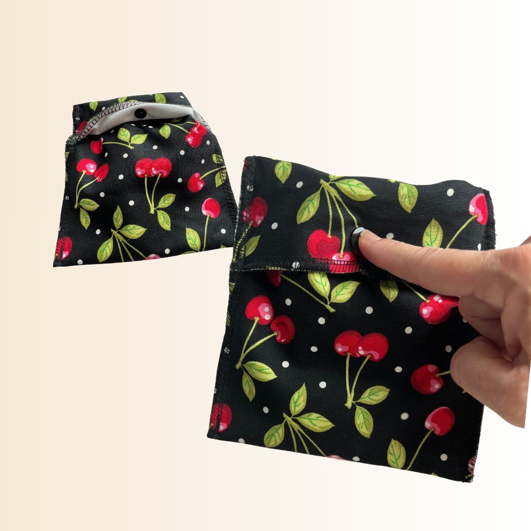 Cherry Cloth Pad Wrapper | Leak-Resistant Wet Bag for Reusable Pads
