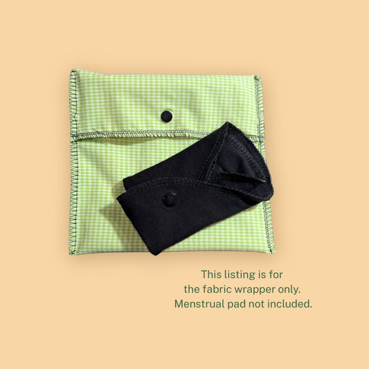 Green gingham reusable pad wet bag